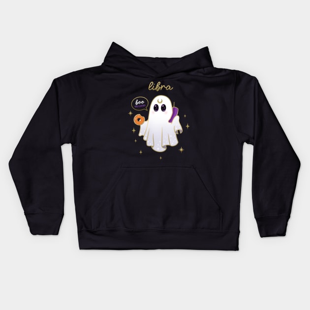 Libra Boo donut Ghost Kids Hoodie by moonstruck crystals